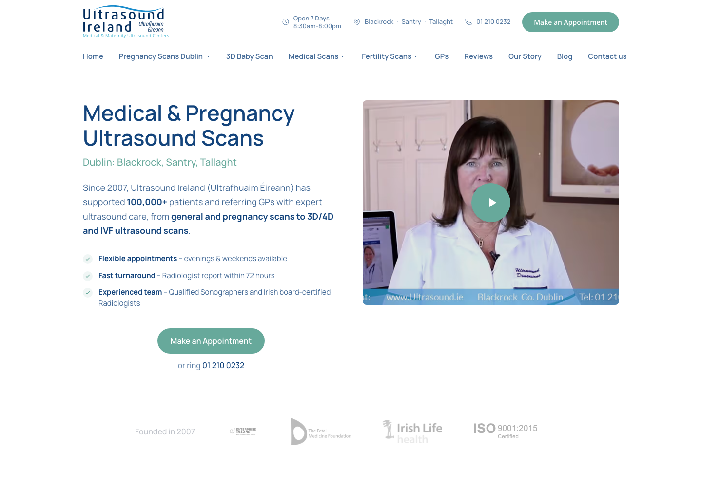 Practice websites built by PracticeCloud, including Ultrasound Ireland and Cultivate Counselling
